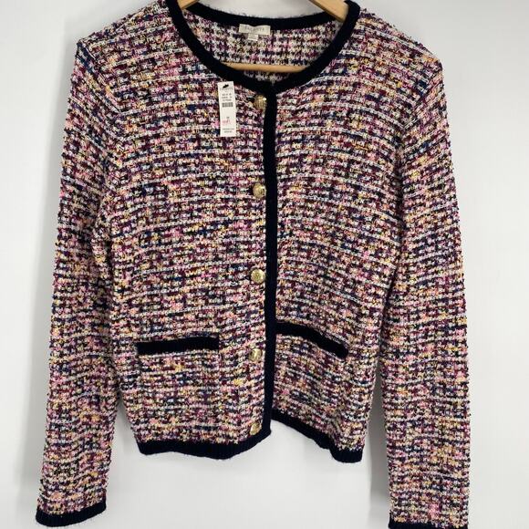 Talbots Jacket Women’s Medium Tweed Channel Suit Style Gold Buttons Old Money - Picture 1 of 8
